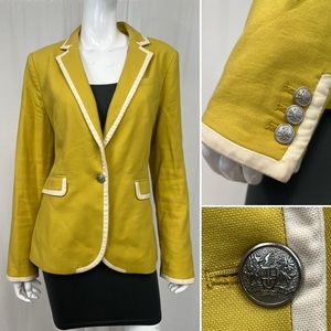 Banana Republic 14 Mustard Yellow Tipped Single-Button Blazer Jacket